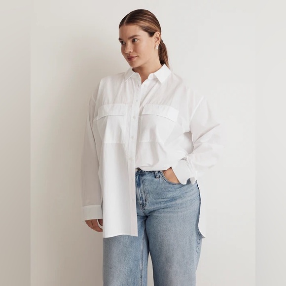 Madewell Tops - NWT Madewell The Plus Signature Poplin Oversized Button-Up Shirt: 2X White